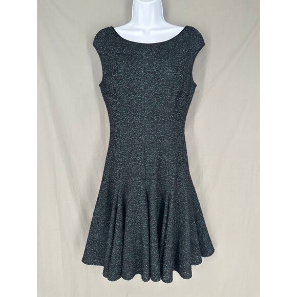 Maggy London Dress 10 Green Black Lace Mini Party Cocktail Stretch Boat Neck - Picture 1 of 8